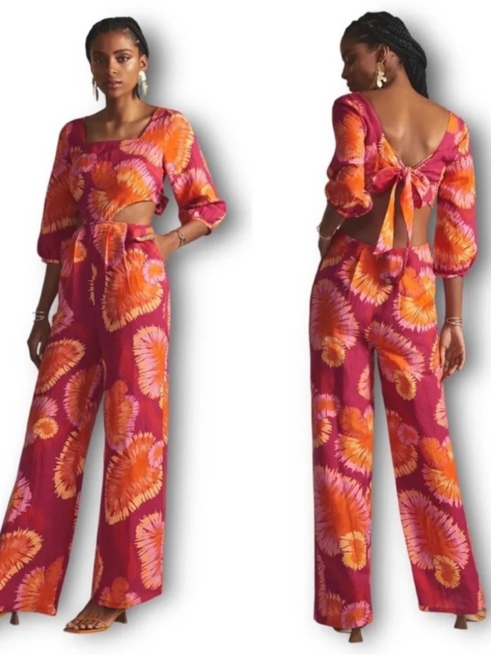 Like New 🌸 Farm Rio One Piece Cut-Out Jumpsuit